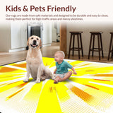 Ultra Soft Area Rug, Non Slip, Stain Resistant, Washable Area Rugs for Living Room, Bedroom, Chic Orange and Blue Contrast(Yellow)