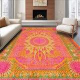 Ultra Soft Area Rug, Non Slip, Stain Resistant, Washable Area Rugs for Living Room, Bedroom, Charming Colorful Abstract Motif(Orange)