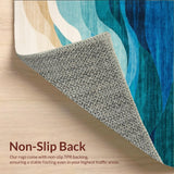 Ultra Soft Area Rug, Non Slip, Stain Resistant, Washable Area Rugs for Living Room, Bedroom, Chromatic Ocean Wave Area Dynamic Abstract Flow in Blue and Sandy Beige(Blue)