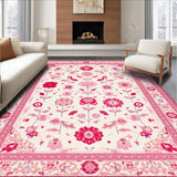 Ultra Soft Area Rug, Non Slip, Stain Resistant, Washable Area Rugs for Living Room, Bedroom, Charming Floral Playful Aesthetic(White)