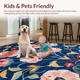 Ultra Soft Area Rug, Non Slip, Stain Resistant, Washable Area Rugs for Living Room, Bedroom, Vibrant Rustic Diamond Layout(Blue)