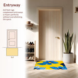 Ultra Soft Area Rug, Non Slip, Stain Resistant, Washable Area Rugs for Living Room, Bedroom, Blue Yellow Floral Living Room Area Carpet(Yellow)