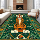 Ultra Soft Area Rug, Non Slip, Stain Resistant, Washable Area Rugs for Living Room, Bedroom, Bold Tropical Tiger Motif(Orange)
