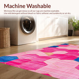 Ultra Soft Area Rug, Non Slip, Stain Resistant, Washable Area Rugs for Living Room, Bedroom, Dynamic Colorful Linear Motif(Pink)