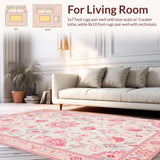 Ultra Soft Area Rug, Non Slip, Stain Resistant, Washable Area Rugs for Living Room, Bedroom, Lively Colorful Petal Print(Pink)