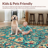 Ultra Soft Area Rug, Non Slip, Stain Resistant, Washable Area Rugs for Living Room, Bedroom, Elegant Pastel Floral Composition(Blue)