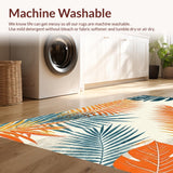 Ultra Soft Area Rug, Non Slip, Stain Resistant, Washable Area Rugs for Living Room, Bedroom, Playful Floral Tropics Palette(Orange)