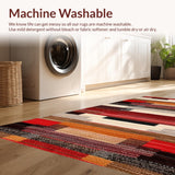 Ultra Soft Area Rug, Non Slip, Stain Resistant, Washable Area Rugs for Living Room, Bedroom, Rustic Multicolor Ethnic Motif(Red)