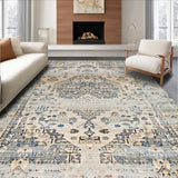 Ultra Soft Area Rug, Non Slip, Stain Resistant, Washable Area Rugs for Living Room, Bedroom, Vintage Taupe Damask Elegance(Beige)