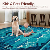 Ultra Soft Area Rug, Non Slip, Stain Resistant, Washable Area Rugs for Living Room, Bedroom, Serene Oceanic Teal Patterns(Blue)