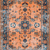 Ultra Soft Area Rug, Non Slip, Stain Resistant, Washable Area Rugs for Living Room, Bedroom, Contemporary Distressed Geometric Vibe(Orange)