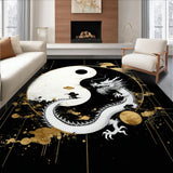 Ultra Soft Area Rug, Non Slip, Stain Resistant, Washable Area Rugs for Living Room, Bedroom, Elegant 3D Yin Yang Aesthetic(White)