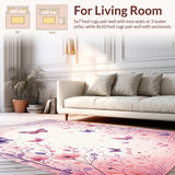 Ultra Soft Area Rug, Non Slip, Stain Resistant, Washable Area Rugs for Living Room, Bedroom, Charming Whimsical Butterfly Motif(Pink)