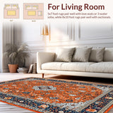 Ultra Soft Area Rug, Non Slip, Stain Resistant, Washable Area Rugs for Living Room, Bedroom, Modern Abstract Floral Fusion(Orange)