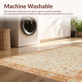 Ultra Soft Area Rug, Non Slip, Stain Resistant, Washable Area Rugs for Living Room, Bedroom, Rustic Light Brown Botanical Motif(Ivory)