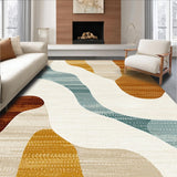 Beige & Camel River Flow Modern Abstract Accent(Beige)