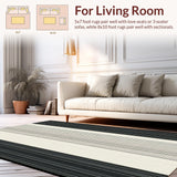 Ultra Soft Area Rug, Non Slip, Stain Resistant, Washable Area Rugs for Living Room, Bedroom, Rustic Vertical Stripe Artistry(Beige)