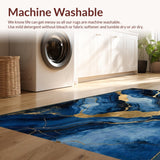 Ultra Soft Area Rug, Non Slip, Stain Resistant, Washable Area Rugs for Living Room, Bedroom, Chic Opulent Blue Gold Blend(Blue)