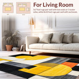 Ultra Soft Area Rug, Non Slip, Stain Resistant, Washable Area Rugs for Living Room, Bedroom, Chic Abstract Textured Aesthetic(Yellow)