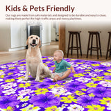 Ultra Soft Area Rug, Non Slip, Stain Resistant, Washable Area Rugs for Living Room, Bedroom, Elegant Textured Petal Arrangement(Purple)