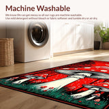 Ultra Soft Area Rug, Non Slip, Stain Resistant, Washable Area Rugs for Living Room, Bedroom, Whimsical Mushroom Print Aesthetic(Red)