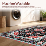 Ultra Soft Area Rug, Non Slip, Stain Resistant, Washable Area Rugs for Living Room, Bedroom, Whimsical Low-Pile Trellis Style(Black)