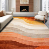 Ultra Soft Area Rug, Non Slip, Stain Resistant, Washable Area Rugs for Living Room, Bedroom, Rustic Textured Rainbow Motif(Beige)