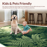 Ultra Soft Area Rug, Non Slip, Stain Resistant, Washable Area Rugs for Living Room, Bedroom, Rustic Sage Green Woodcut Aesthetic(Green)