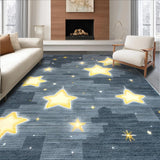 Ultra Soft Area Rug, Non Slip, Stain Resistant, Washable Area Rugs for Living Room, Bedroom, Celestial Nighttime Star Motif(Gray)