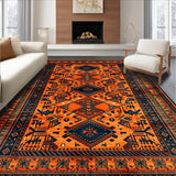 Ultra Soft Area Rug, Non Slip, Stain Resistant, Washable Area Rugs for Living Room, Bedroom, Rustic Orange Abstract Motif(Orange)