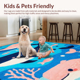 Ultra Soft Area Rug, Non Slip, Stain Resistant, Washable Area Rugs for Living Room, Bedroom, Bright Childlike Ocean Scene(Blue)