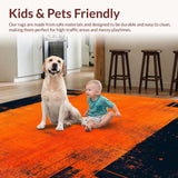 Ultra Soft Area Rug, Non Slip, Stain Resistant, Washable Area Rugs for Living Room, Bedroom, Bold Lava Swirl Pattern(Orange)