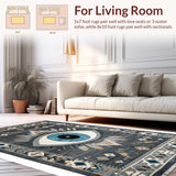 Ultra Soft Area Rug, Non Slip, Stain Resistant, Washable Area Rugs for Living Room, Bedroom, Dark Gray Textured Geometric Style(Gray)