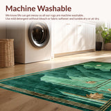 Ultra Soft Area Rug, Non Slip, Stain Resistant, Washable Area Rugs for Living Room, Bedroom, Refreshing Earthy Tones Optical Play(Green)