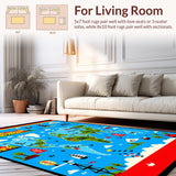 Ultra Soft Area Rug, Non Slip, Stain Resistant, Washable Area Rugs for Living Room, Bedroom, Whimsical Numbered Pattern Arrangement(Blue)