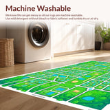 Ultra Soft Area Rug, Non Slip, Stain Resistant, Washable Area Rugs for Living Room, Bedroom, Interactive Green City Map Playroom Carpet(Green)