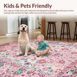 Ultra Soft Area Rug, Non Slip, Stain Resistant, Washable Area Rugs for Living Room, Bedroom, Serene Cottage Chic Design(Pink)
