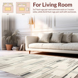 Ultra Soft Area Rug, Non Slip, Stain Resistant, Washable Area Rugs for Living Room, Bedroom, Trendy Cream Rustic Geometric Flair(Beige)