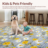 Ultra Soft Area Rug, Non Slip, Stain Resistant, Washable Area Rugs for Living Room, Bedroom, Contemporary Soft Hue Blooms(Gray)