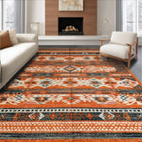 Ultra Soft Area Rug, Non Slip, Stain Resistant, Washable Area Rugs for Living Room, Bedroom, Geometric Rich Sunset Palette(Orange)