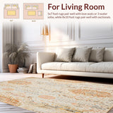Ultra Soft Area Rug, Non Slip, Stain Resistant, Washable Area Rugs for Living Room, Bedroom, Boho Inspired with Neutral Tones(Orange)