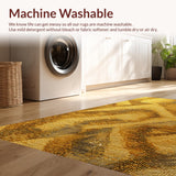 Ultra Soft Area Rug, Non Slip, Stain Resistant, Washable Area Rugs for Living Room, Bedroom, Retro Greek Key Living Room Gold Accent Rug(Gold)