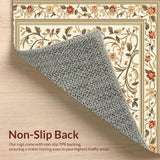Ultra Soft Area Rug, Non Slip, Stain Resistant, Washable Area Rugs for Living Room, Bedroom, Non Slip Kitchen Floor Mat Floral Area with Absorbent Features(Beige)