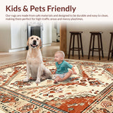Ultra Soft Area Rug, Non Slip, Stain Resistant, Washable Area Rugs for Living Room, Bedroom, Tribal Farmhouse Warm Beige Bedroom Washable Carpet(Beige)