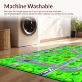 Ultra Soft Area Rug, Non Slip, Stain Resistant, Washable Area Rugs for Living Room, Bedroom, Interactive Roadway Exploration Theme(Green)