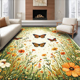Ultra Soft Area Rug, Non Slip, Stain Resistant, Washable Area Rugs for Living Room, Bedroom, Artistic Floral Fantasy Theme(Ivory)