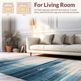 Ultra Soft Area Rug, Non Slip, Stain Resistant, Washable Area Rugs for Living Room, Bedroom, Vintage Inspired Ombre Area Rug with Distressed Blue and Beige Tones(Blue)