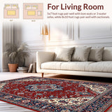 Ultra Soft Area Rug, Non Slip, Stain Resistant, Washable Area Rugs for Living Room, Bedroom, Luxurious Ornate Patterned Accent(Red)