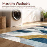 Ultra Soft Area Rug, Non Slip, Stain Resistant, Washable Area Rugs for Living Room, Bedroom, Stylish Minimalist Strokes Design(Blue)