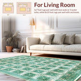 Ultra Soft Area Rug, Non Slip, Stain Resistant, Washable Area Rugs for Living Room, Bedroom, Ethereal Emerald Washable Fern Rug Modern Boho Decor Accent(Green)